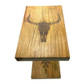 Rustic Slipper Side Table with Longhorn Skull | Farmhouse World