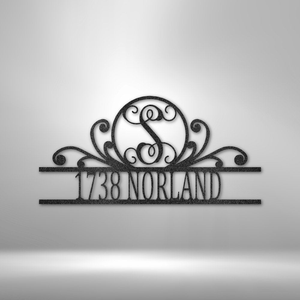 Scroll Family Name Address Metal Sign | Farmhouse World