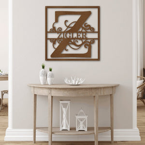 Split Square Monogram Steel Metal Sign | Farmhouse World