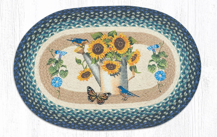 Sunflower Oval Rugs - Handwoven with 100% Natural Jute and Hand-Stenciled | Farmhouse World