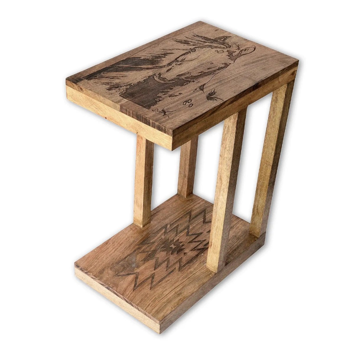 Western Slipper Side Table with Horse | Farmhouse World