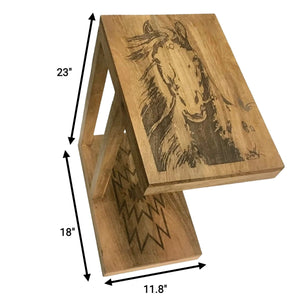 Western Slipper Side Table with Horse | Farmhouse World