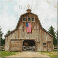 Wood Barn with American Flag Gallery Wrapped Canvas Art - 5" to 48" Sizes | Farmhouse World