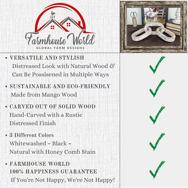 Wood Chain Decor - 3 Colors | Farmhouse World