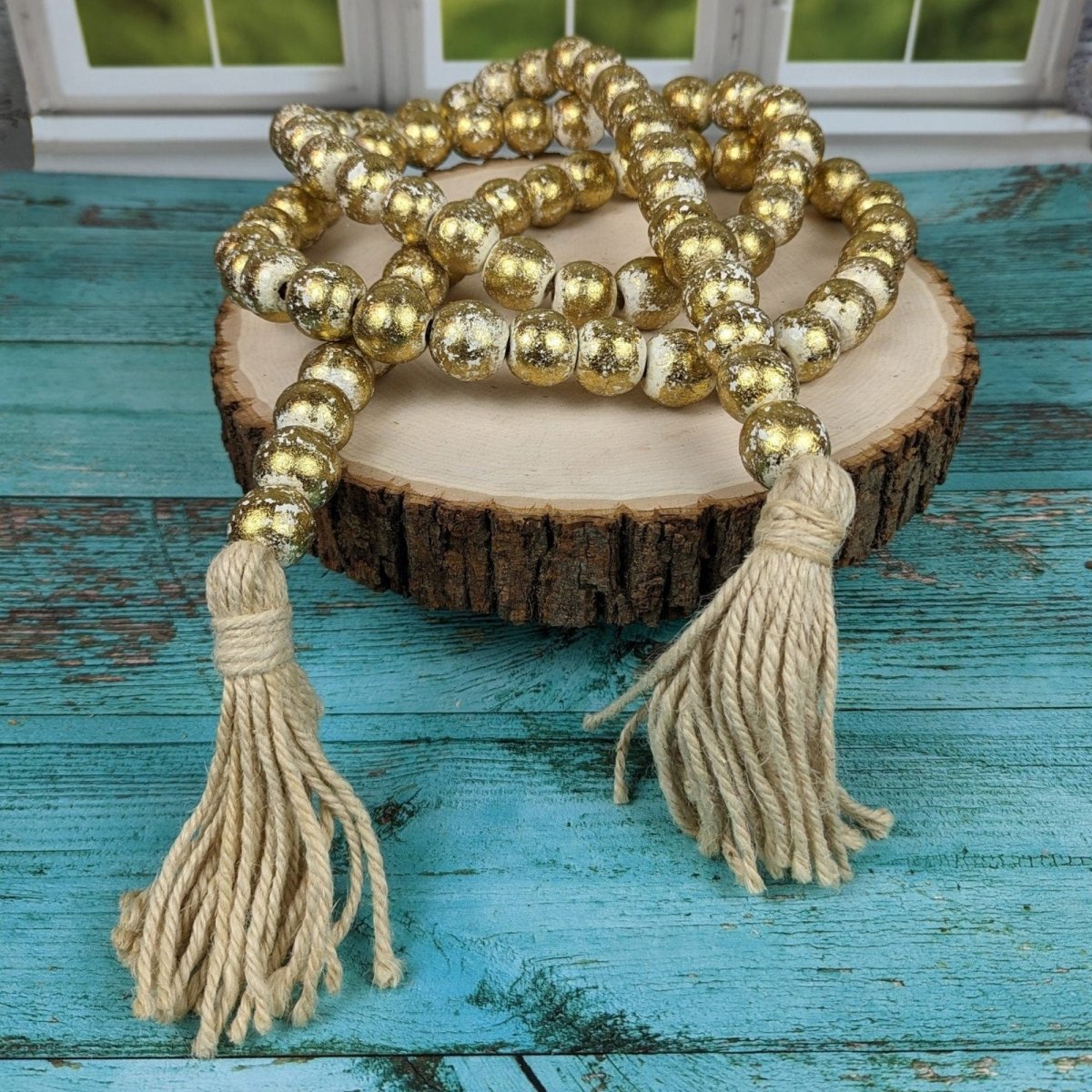 Wooden Bead Garland - Silver or Gold | Farmhouse World