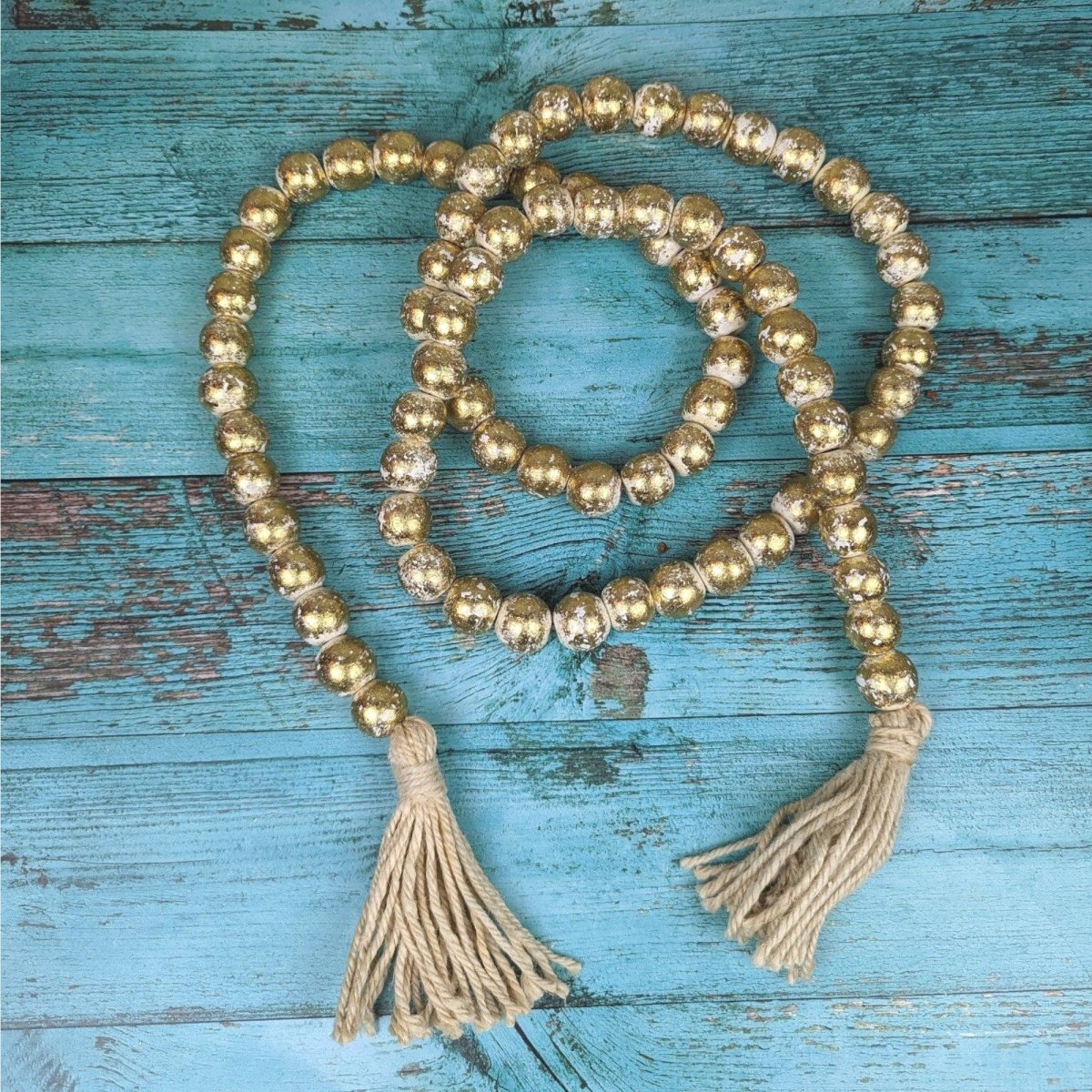 Wooden Bead Garland - Silver or Gold | Farmhouse World