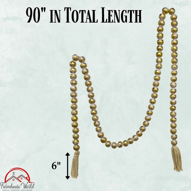 Wooden Bead Garland - Silver or Gold | Farmhouse World