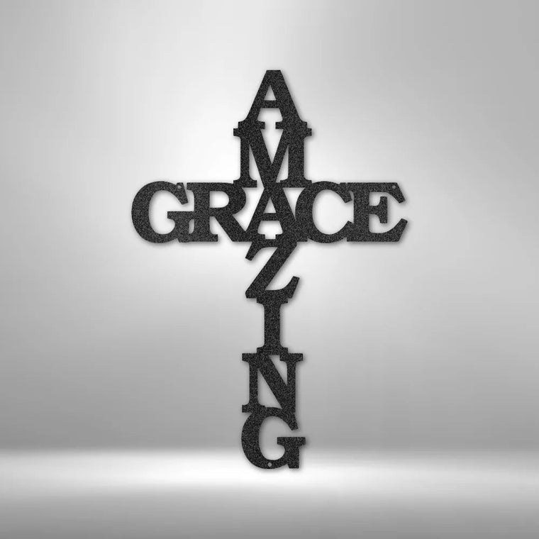 Amazing Grace Cross Metal Sign | Farmhouse World