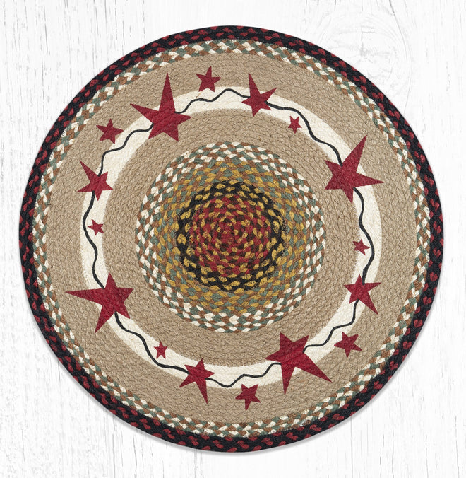 Barn Star Round Rug Handwoven with 100% Natural Jute and Hand Stenciled 27" | Farmhouse World