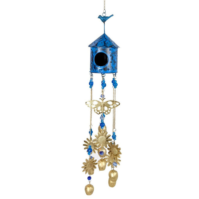 Birdhouse Wind Chimes - Blue | Farmhouse World