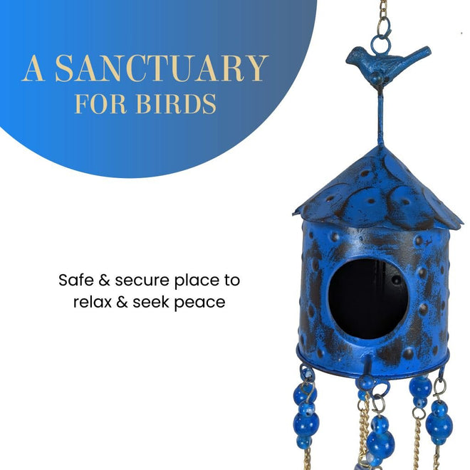 Birdhouse Wind Chimes - Blue | Farmhouse World