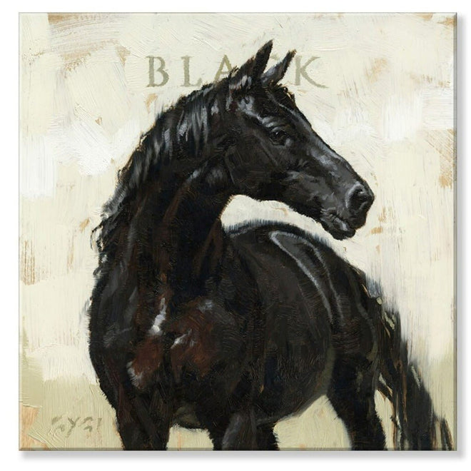 Black Horse Gallery Wrapped Canvas Wall Art - 5" to 48" Sizes | Farmhouse World