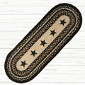 Black Stars Braided Oval Table Runner - 100% Natural Jute and Hand Stenciled | Farmhouse World