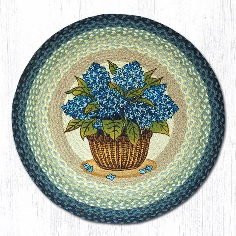 Blue Hydrangea Round Rug | Farmhouse World