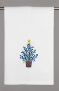 Bluebonnet Christmas Tree Emboridered Kitchen Tea Towel - Perfect Texas Christmas Gift | Farmhouse World