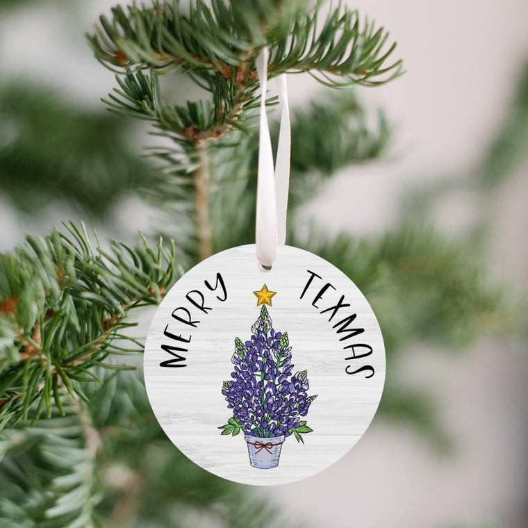 Bluebonnet Merry Texmas Ornament - Bluebonnet Christmas Tree | Farmhouse World
