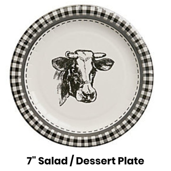 Cow Paper Plates - Dinner & Salad Dessert - 16 Pack | Farmhouse World