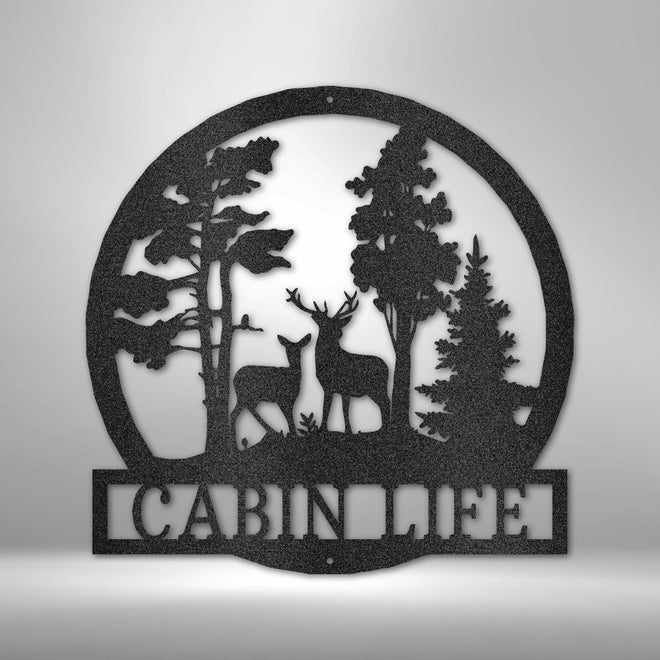 Custom Cabin Life Deer in the Woods - Steel Sign | Farmhouse World