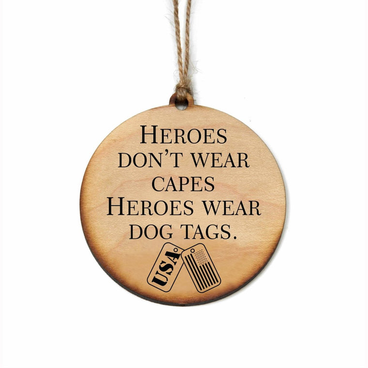 Dog Tags Military Christmas Ornament - Wood | Farmhouse World