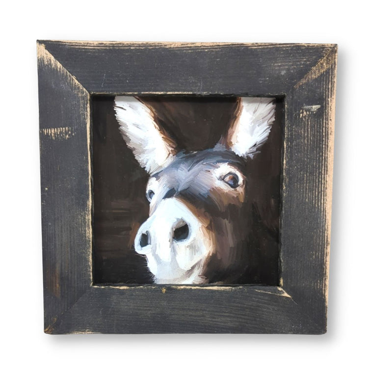 Donkey Art in Barnwood Frame | Farmhouse World