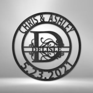 Established Family Fancy Monogrammed Sign Personalized with Names & Date | Farmhouse World
