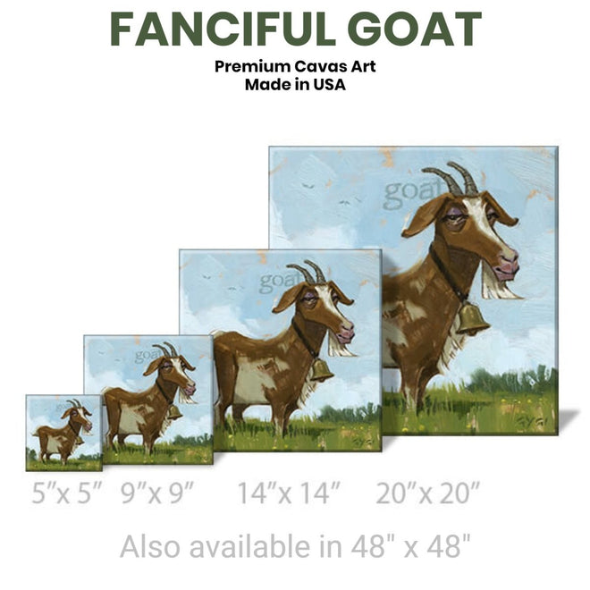 Fanciful Goat Gallery Wrapped Canvas Wall Art - 5" to 48" Sizes | Farmhouse World