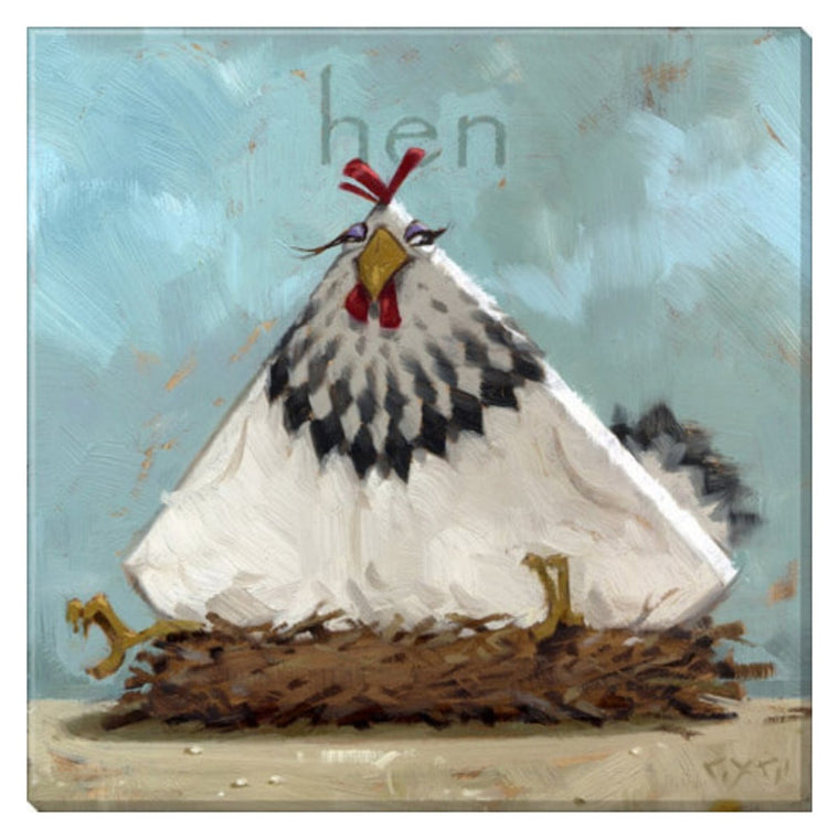 Fanciful Hen Gallery Wrapped Canvas Wall Art - 5" to 48" Sizes | Farmhouse World