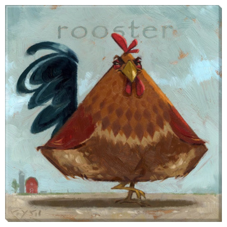 Fanciful Rooster Gallery Wrapped Canvas Wall Art - 5" to 48" Sizes | Farmhouse World