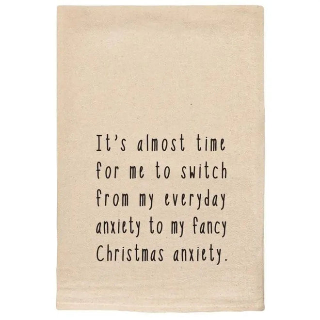 Fancy Christmas Anxiety - Funny Christmas Tea Towel | Farmhouse World