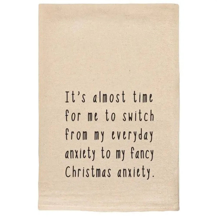 Fancy Christmas Anxiety - Funny Christmas Tea Towel | Farmhouse World