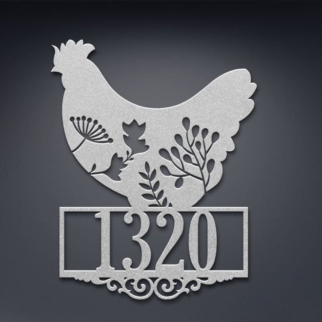 Floral Chicken Address Sign | Farmhouse World