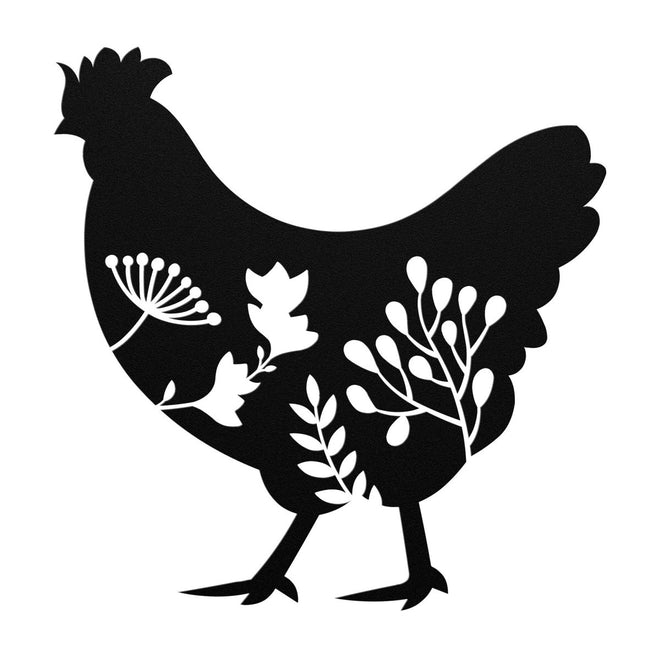 Floral Chicken Metal Sign | Farmhouse World