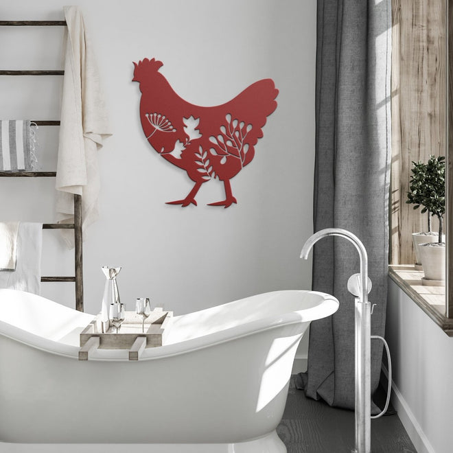 Floral Chicken Metal Sign | Farmhouse World