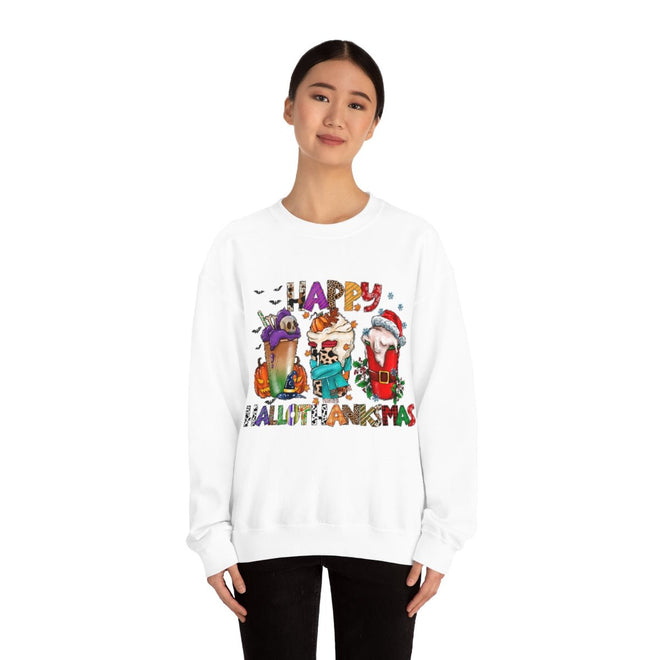 Funny Happy Hallothanksmas Coffee Lover Western Sweatshirt | Farmhouse World