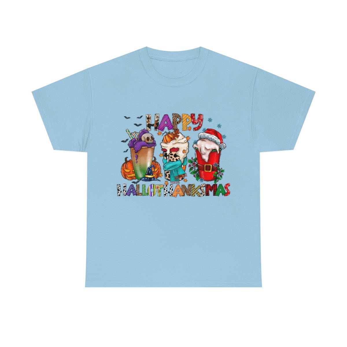 Funny Happy Hallothanksmas Coffee Lover Western Tee | Farmhouse World