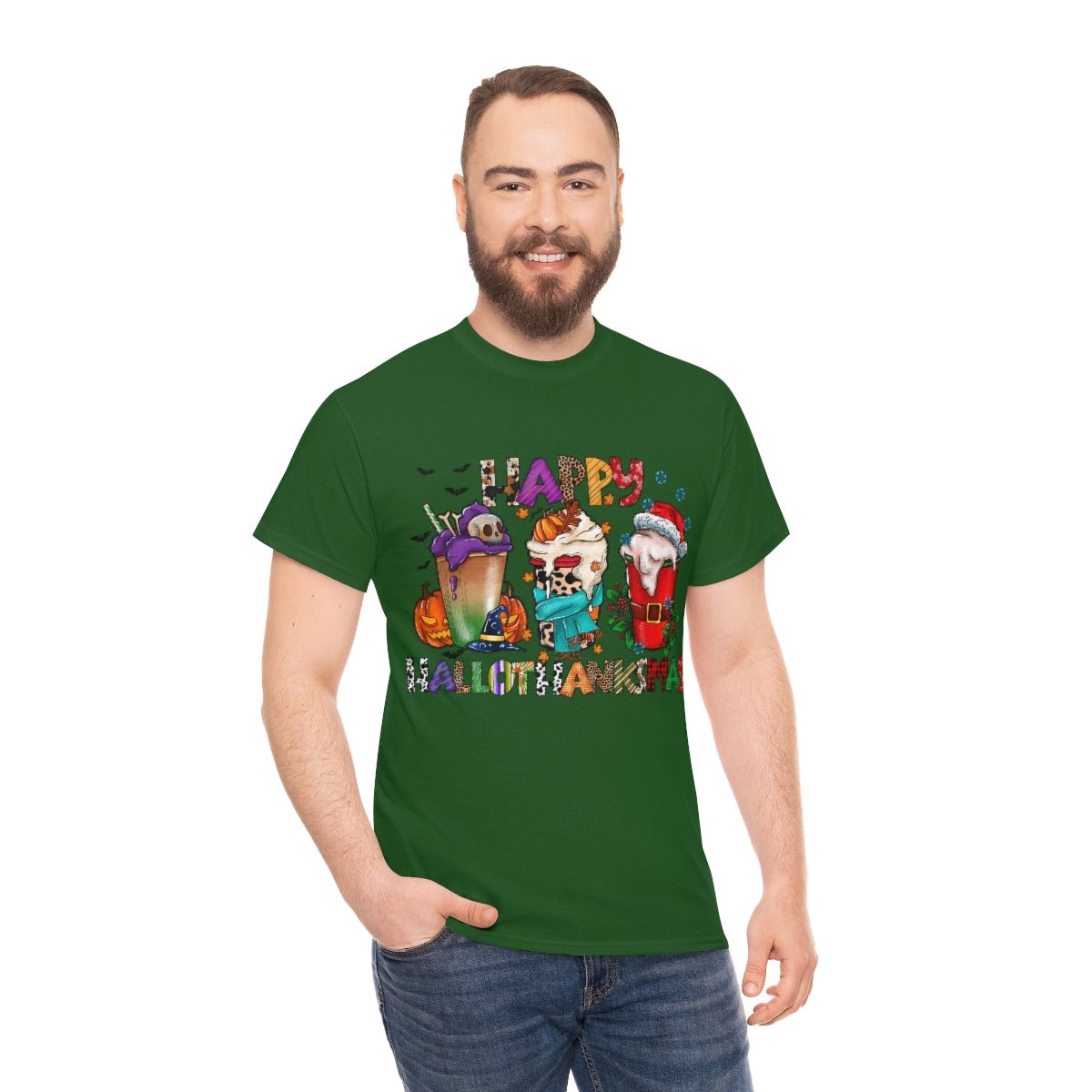 Funny Happy Hallothanksmas Coffee Lover Western Tee | Farmhouse World