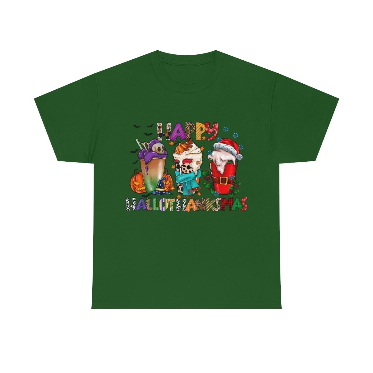 Funny Happy Hallothanksmas Coffee Lover Western Tee | Farmhouse World