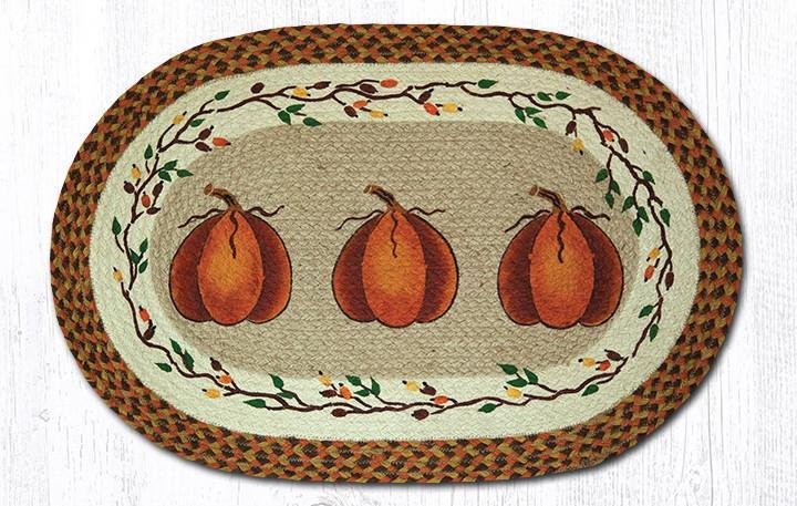 Harvest Pumpkin oval braided jute rug