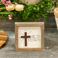 "He is Risen" Wooden Sign Shelf Sitter 6" | Farmhouse World