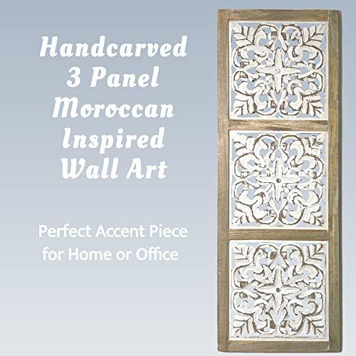 Mandala Wall Art – Hand-Carved Wall Decor Plaques – Wood Mandala Design Inspired by Moroccan Artist – Unique Boho Wall Art Sustainable Materials | Farmhouse World