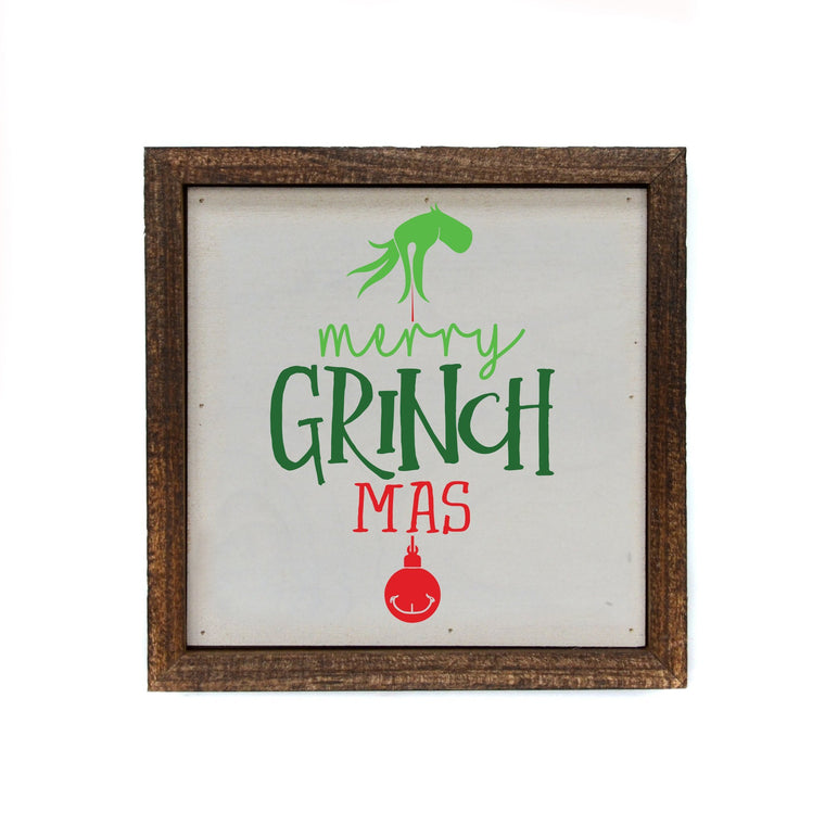 Merry Grinch Mas 6x6 Christmas Sign Wall Art Sign | Farmhouse World