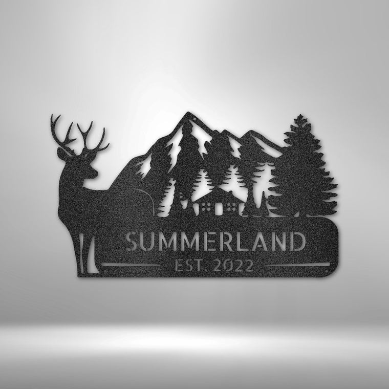 Mountain Cabin Personalized Steel Sign | Farmhouse World