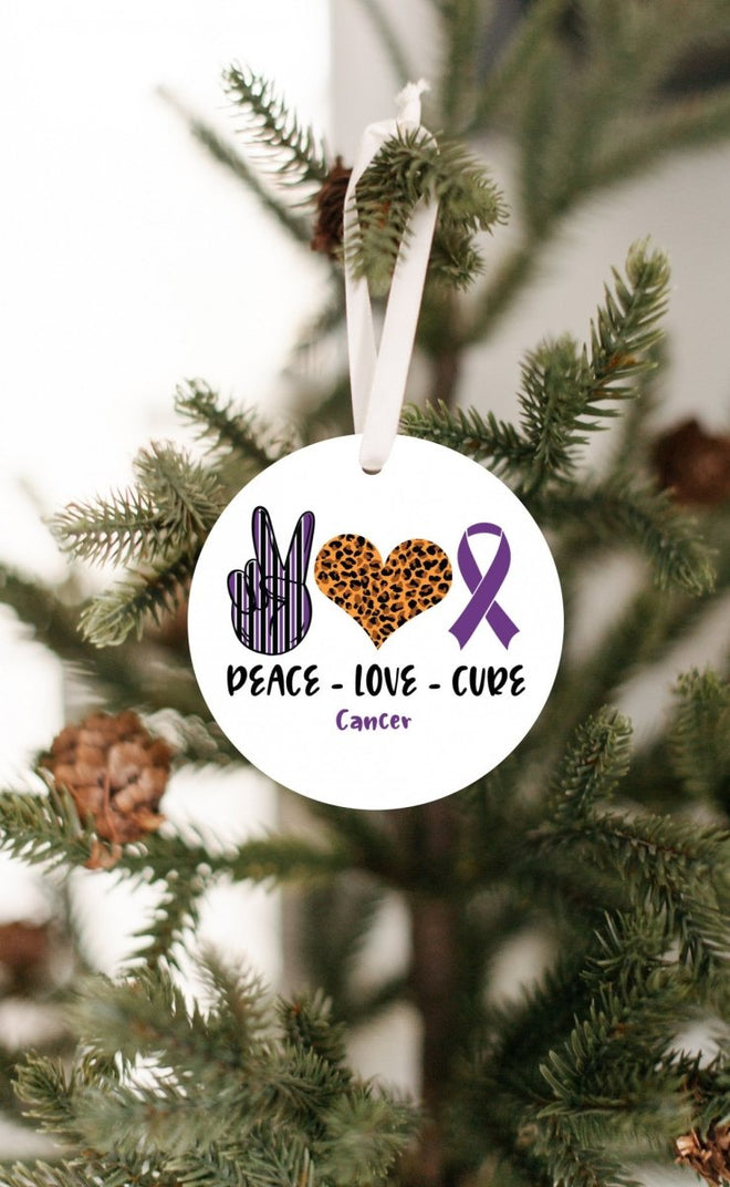 Peace Love Cure Christmas Ornament | Farmhouse World
