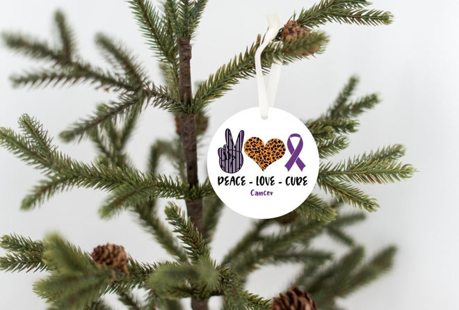 Peace Love Cure Christmas Ornament | Farmhouse World