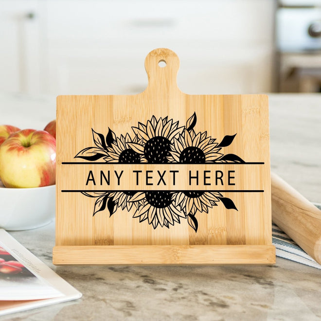Personalized Cookbook Stand with Sunflowers | Farmhouse World
