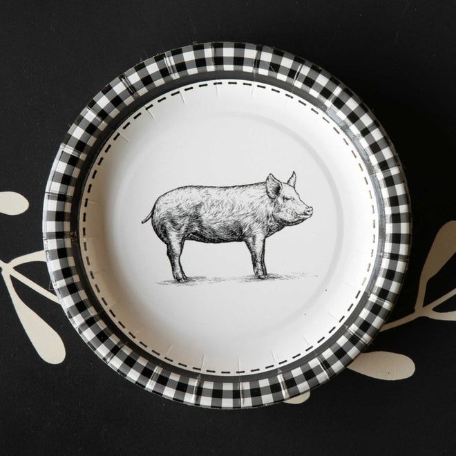 Pig Paper Plates - Dinner & Salad Dessert Sizes - 16 Pack | Farmhouse World