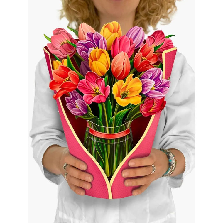 Pop-Up Flower Bouquet Greeting Card - Festive Tulips | Farmhouse World