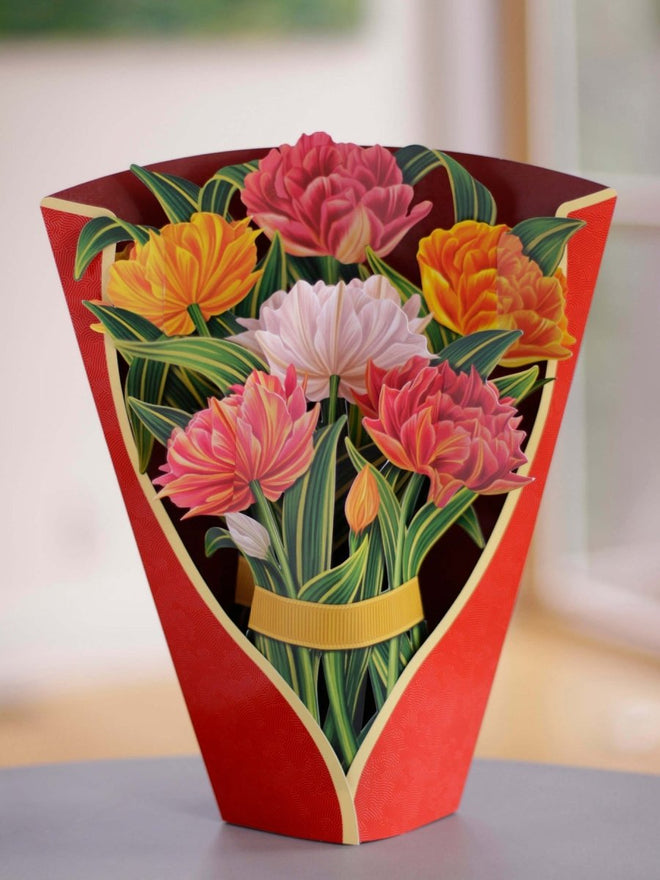 Pop-Up Flower Bouquet Greeting Card - Murillo Tulips | Farmhouse World