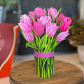 Pop-Up Flower Bouquet Greeting Card - Pink Tulips | Farmhouse World