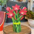 Pop-Up Flower Bouquet Greeting Card - Red Amaryllis | Farmhouse World